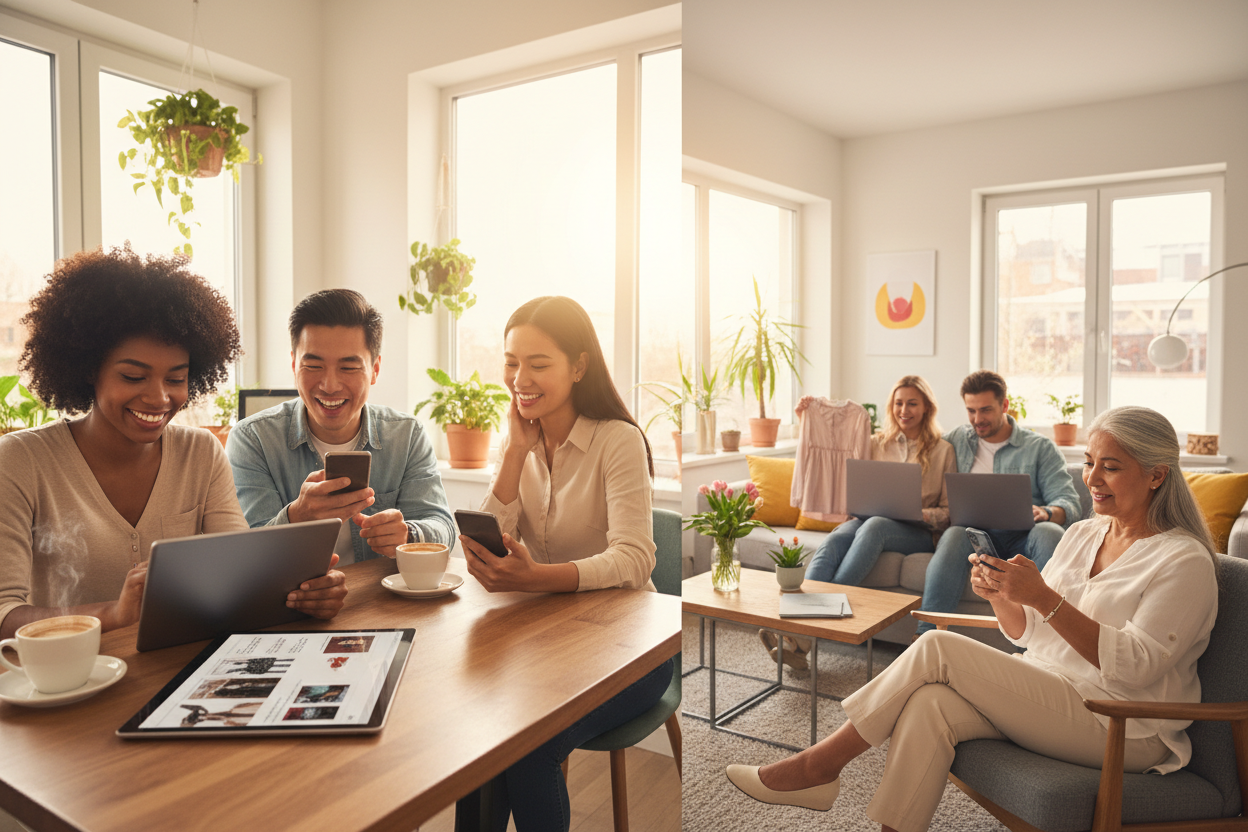 Pessoas comprando online